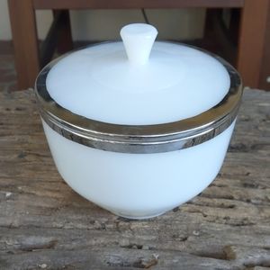 Vintage Federal Milk glass Covered Container